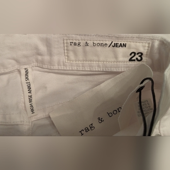 NWT Rag & Bone high rise ankle skinny white denim stretchy jeans size 23 - Picture 8 of 10